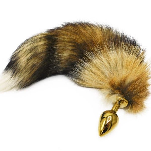 Fox Tail Anal Plug Gold Tamaño pequeño Acero inoxidable Butt Plug