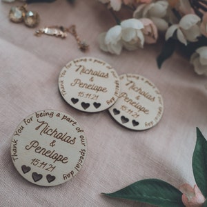 Personalised Wooden Wedding Favour Tags, With Love Favor Tags, Thank You Wedding Favor, Bridal Shower