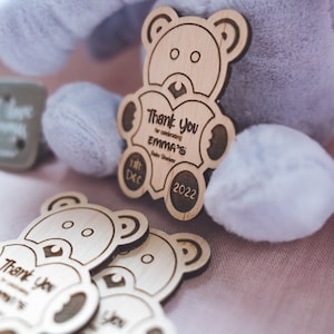 Baby shower favors - teddy bear magnets - bear baby shower favors wooden magnets - for a boy or a girl - baby party favors Active