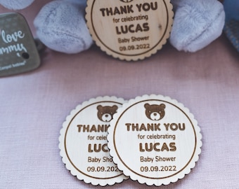 Baby shower favors - teddy bear magnets - bear baby shower favors wooden magnets - for a boy or a girl - baby party favors Active