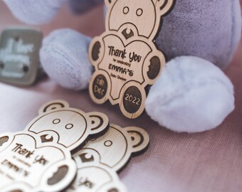 Baby shower favors - teddy bear magnets - bear baby shower favors wooden magnets - for a boy or a girl - baby party favors Active