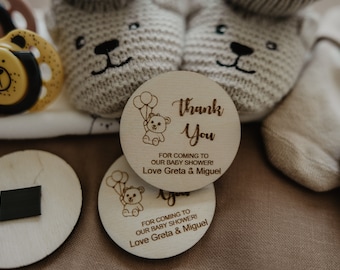 Baby shower favors - teddy bear magnets - bear baby shower favors wooden magnets - for a boy or a girl - baby party favors Active