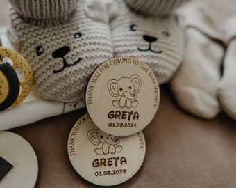Magneet babyshower, bedankjes babyshower, gepersonaliseerde houten magneten babyshower, rompermagneten, magneet babyvoetjes babyrompertje