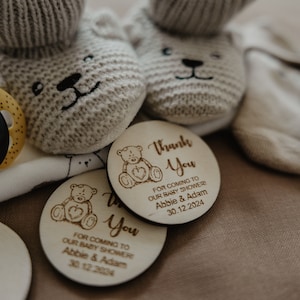Baby shower favors - teddy bear magnets - bear baby shower favors wooden magnets - for a boy or a girl - baby party favors Active