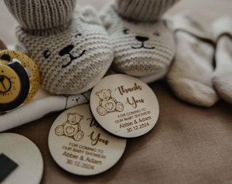 Baby shower favors - teddy bear magnets - bear baby shower favors wooden magnets - for a boy or a girl - baby party favors Active