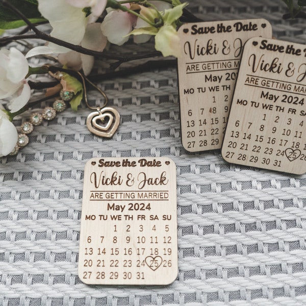 Wooden Save The Date Magnets, Wedding Thank You favor, Favors for Guests, Floral Magnets, Personalized Engraved Wedding Favor