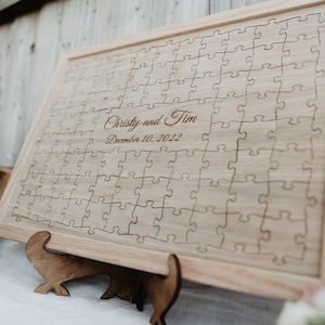 Wedding guest book alternative, Oak Wedding Jigsaw Puzzle Guestbook Wooden, Alternative Wedding Guest Book