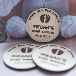 Baby Shower Magnet, Baby Shower Favors, Personalized Baby Shower Wooden Magnets, Baby Body Suit Magnets, Baby Feet Magnet