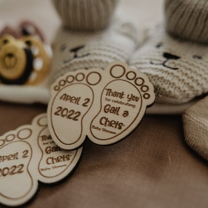 Baby Shower Magnet, Baby Shower Favors, Personalized Baby Shower Wooden Magnets, Baby Body Suit Magnets, Baby Feet Magnet Baby Onesies