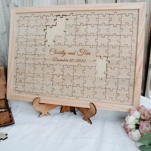 Wedding guest book alternative, Oak Wedding Jigsaw Puzzle Guestbook Wooden, Alternative Wedding Guest Book
