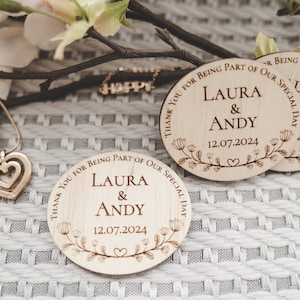 Unique Personalized Wooden Wedding Magnets – Custom Favors to Thank Your Guests