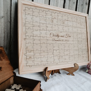 Wedding guest book alternative, Oak Wedding Jigsaw Puzzle Guestbook Wooden, Alternative Wedding Guest Book image 4