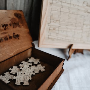 Wedding guest book alternative, Oak Wedding Jigsaw Puzzle Guestbook Wooden, Alternative Wedding Guest Book image 5