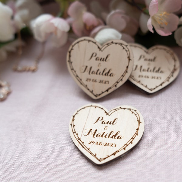 Personalised wooden thank you for sharing our special day heart wedding favour magnet fridge magnets