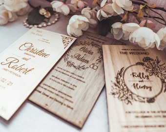 Wooden Wedding Invitation Suite Rustic Wedding Invitations - Etsy