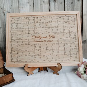 Wedding guest book alternative, Oak Wedding Jigsaw Puzzle Guestbook Wooden, Alternative Wedding Guest Book image 3