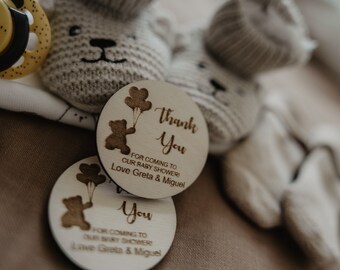 Baby shower favors - teddy bear magnets - bear baby shower favors wooden magnets - for a boy or a girl - baby party favors Active