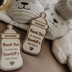 Baby Bottle Baby Shower Magnet Teddy Bear Shower Favors, Personalized Baby Shower, Baby Body Suit Magnets, Baby Feet Magnet Baby Onesies