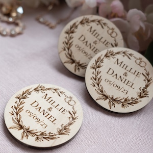 Custom Wooden Fridge Magnets – Personalized Wedding Favors Your Guests Will Love
