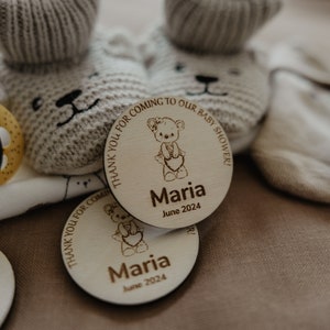 Baby shower favors - teddy bear magnets - bear baby shower favors wooden magnets - for a boy or a girl - baby party favors Active