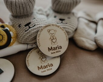 Baby shower favors - teddy bear magnets - bear baby shower favors wooden magnets - for a boy or a girl - baby party favors Active