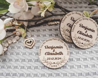 Unique Personalized Wooden Wedding Magnets – Custom Favors to Thank Your Guests