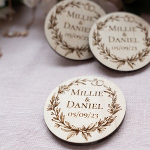 Unique Personalized Wooden Wedding Magnets – Custom Favors to Thank Your Guests
