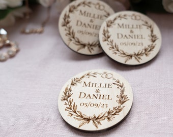 Imanes de boda de madera personalizados y únicos: recuerdos personalizados para agradecer a tus invitados