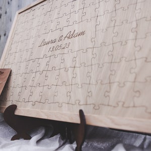 Wedding guest book alternative, Oak Wedding Jigsaw Puzzle Guestbook Wooden, Alternative Wedding Guest Book