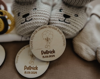 Baby Shower Magnet Teddy Bear Shower Favors, Personalized Baby Shower Wooden Magnets, Baby Body Suit Magnets, Baby Feet Magnet Baby Onesies