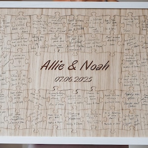 Jigsaw Guestbook Personalised Framed - Wedding Guestbook - Wooden Alternative Guest Book - Jigsaw Guestbook Birthday - Alternative Guestbook