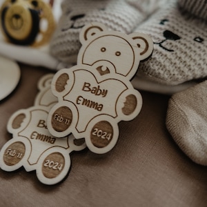 Baby shower favors - teddy bear magnets - bear baby shower favors wooden magnets - for a boy or a girl - baby party favors Active