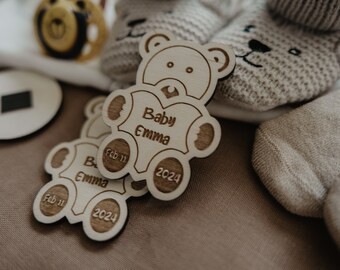 Baby shower favors - teddy bear magnets - bear baby shower favors wooden magnets - for a boy or a girl - baby party favors Active
