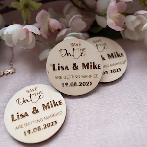 Personalized Wooden Save the Date Magnets – Custom, Rustic Keepsakes to Announce Your Wedding Day