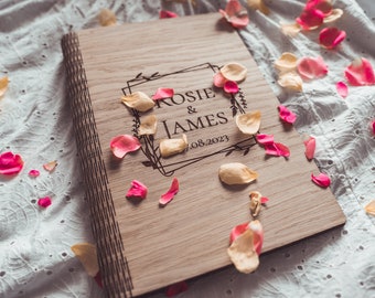 Wedding guest book, Oak Wedding Guestbook , Alternative Wedding Guest Book