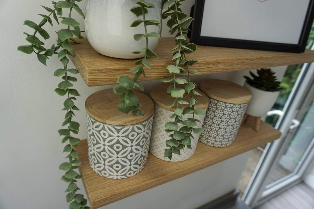 Oak Floating Shelf Plasterboard Fixings for Dot and Dab Walls 15cm Deep