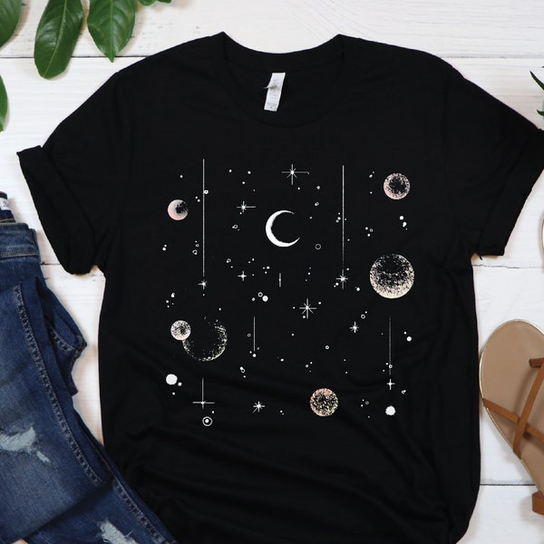 Celestial Shirt Moon T Shirts, Moon Graphic T Shirt, Moon Phase Astrology Astronomy shirt