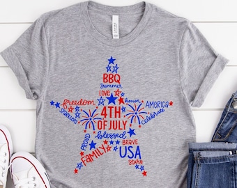 Firework Star Shirt, 4th of July Shirts, Independence Day Shirt, Fourth of July T-Shirt, America Shirts, Star Spangled Banner Shirt