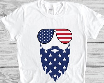 Patriotic Bearded Man With Sunglasses Shirt, Bearded Shirt, Fourth Of July Shirt for Men, Independence Day T-shirt, Dad Shirt