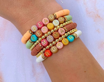 Heishi Name Bracelet: Custom Beaded Womens Jewelry