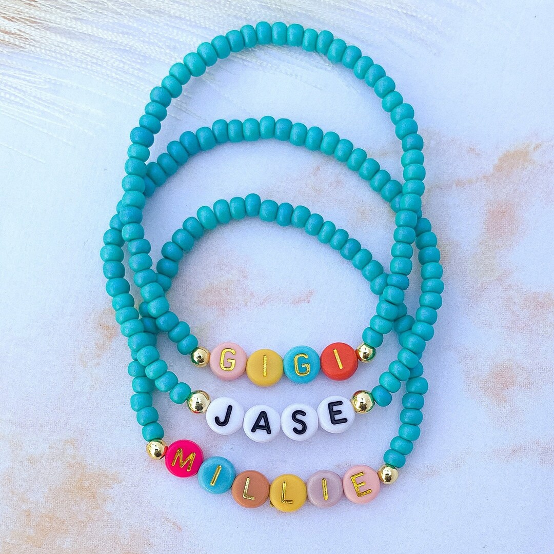 Boho Bead Name Bracelet, Personalized Name Bracelet, Mama Bracelet, Custom Bracelet, Mom Gift