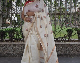 Kosa silk Saree with digital print / Hand made saree/ women gift