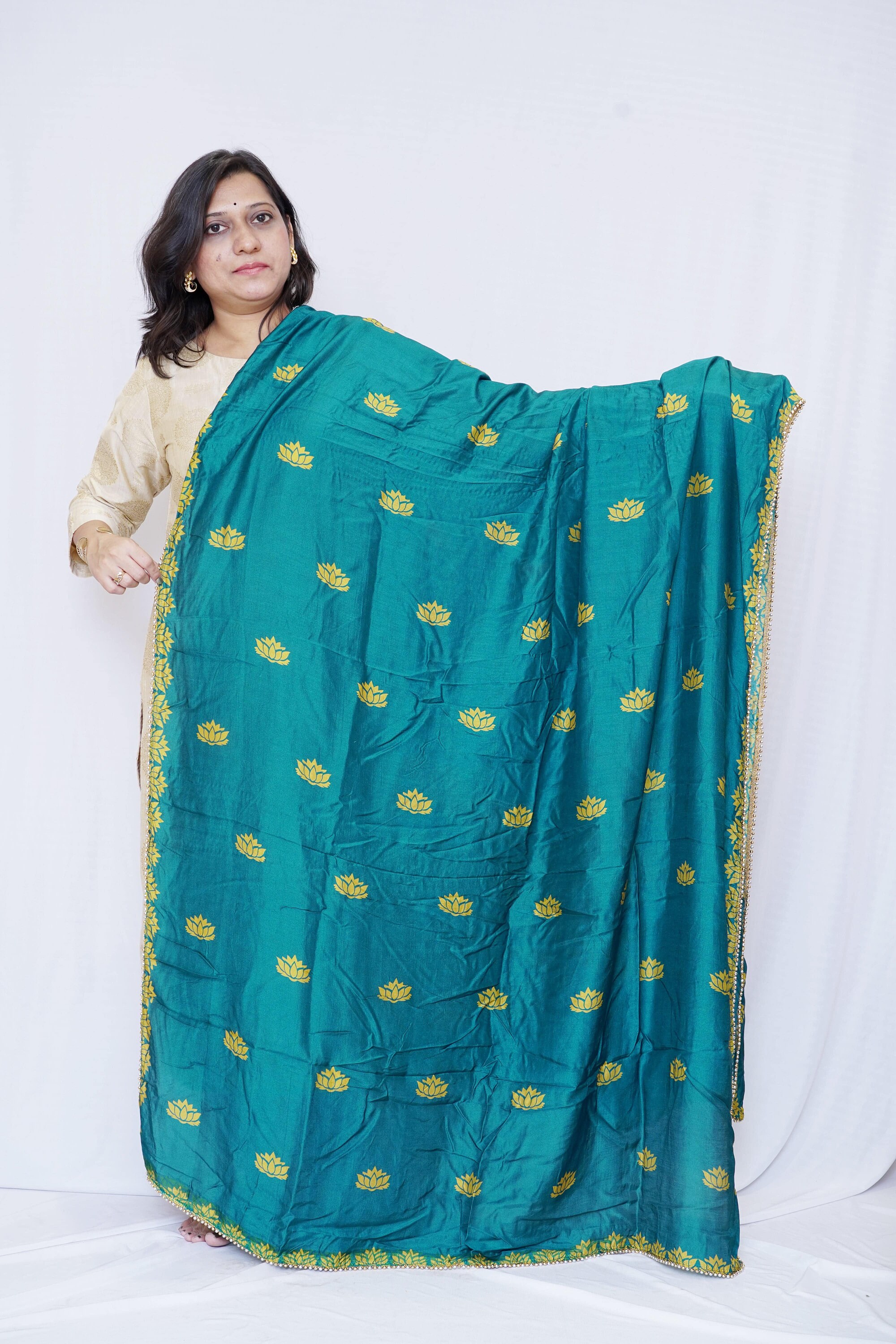 Peacock With Lotus Silk Dupatta/ Traditional Dupatta/ Ethnic - Etsy
