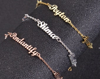 Pulsera personalizada con varios nombres: plata de ley grabada a medida