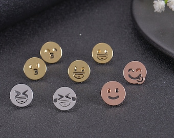 Pendantify カスタム絵文字スタッドピアス パーソナライズされた顔チャームスタッド かわいい面白いピアス ゴールドギフト 彼女へ