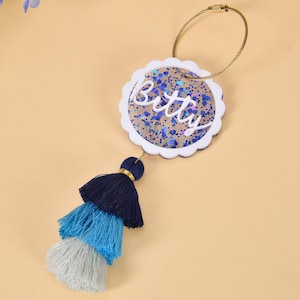 Personalized Glitter Name Acrylic Keychain with Tassel | Custom Monogram or Name Keyring | Cute Keychain for Her, Bag Charm, Name Key Tag