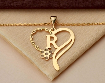 Personalized Heart Locket Necklace: Engraved Initial Pendant, Gold & Silver