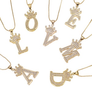 Diamond initial store necklace with crown