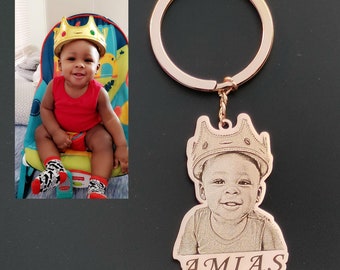 Pendantify Photo Keychain |  Picture Keychains | Custom Photo Key chain | Personalized Photo Keyrings | Engraved Keyring Picture Gold Silver