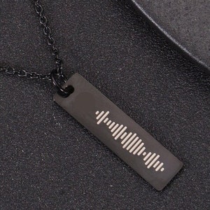 Spotify Personalized Code Necklace | Customized Spotify Music Engraved Bar Necklace | Spotify Code Scan Necklace | Spotify Locket Pendant